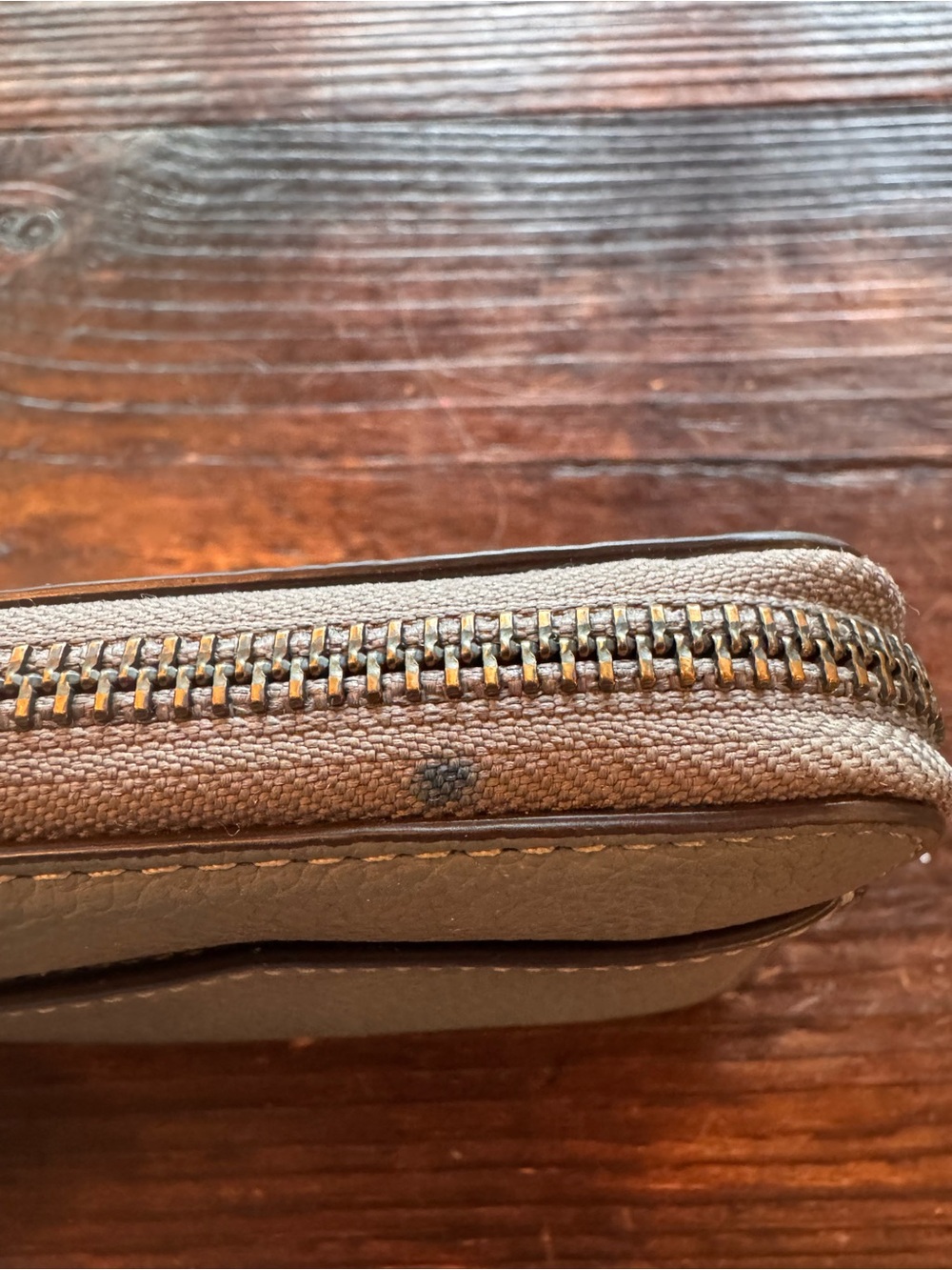Coach Leather Zip Around Wallet Taupe Gray Pebbled Leather Long Wallet - Picture 8 of 8